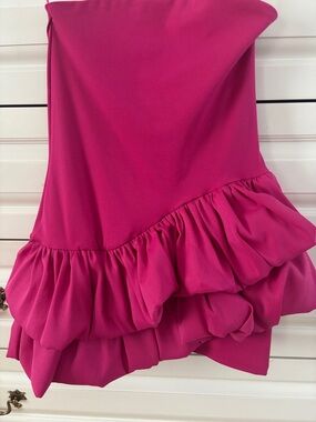 Zara Strapless Ruffle Dress in Fuchsia
